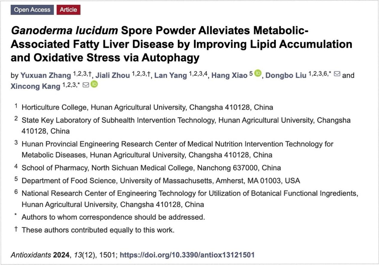 研究新知︱灵芝孢子粉和子实体提取物均可防范饮食失衡引起的代谢性脂肪肝